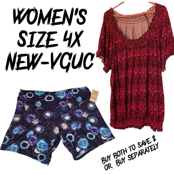 Women's plus size 4x -shorts(⭐️NEW⭐️) &short sleeve top (vguc) - Picture 1 of 8